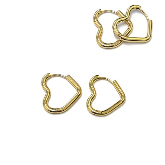 CARAVANAS ARO CORAZON 22X19X2.5MM- ACERO DORADO