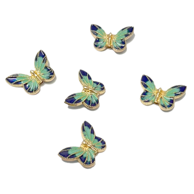 DIJE ESMALTADO MARIPOSA VERDE Y NEGRO