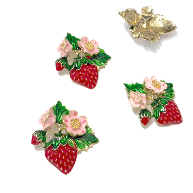 DIJE ESMALTADO FRUTA FRUTILLA - FLOR 34X31MM