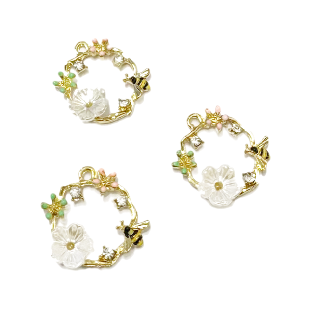 DIJE ESMALTADO FLOR - ABEJA CIRCULO 18MM