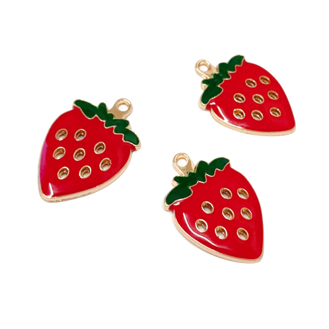 DIJE ESMALTADO FRUTA FRUTILLA 24X19MM