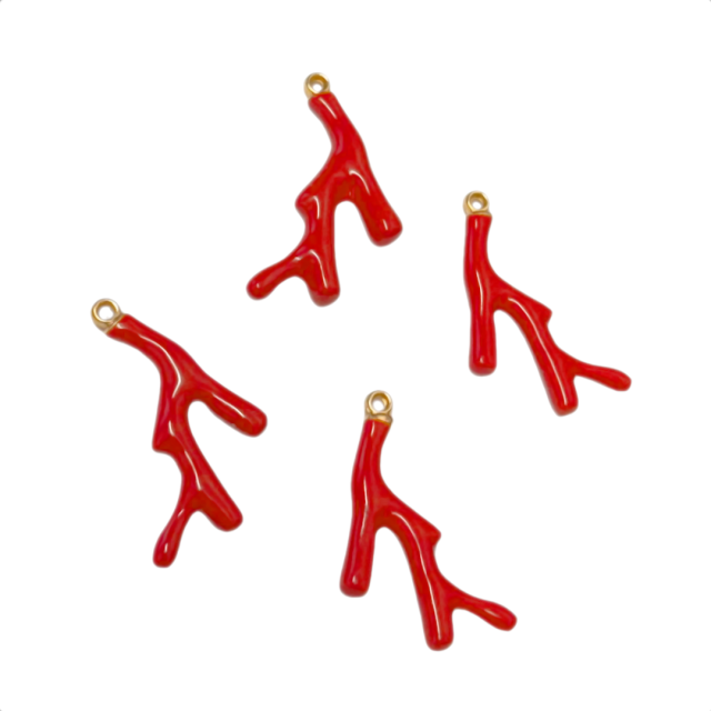 DIJE ESMALTADO CORAL 27X23MM - ROJO (MAR)