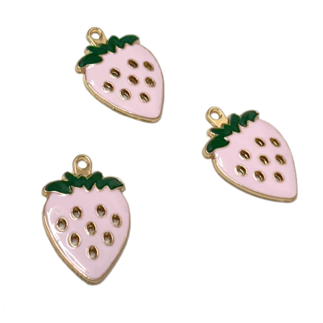 DIJE ESMALTADO FRUTA FRUTILLA 24X19MM