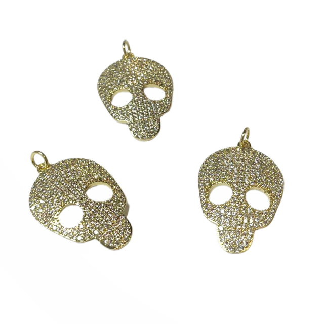 DIJE CALAVERA 26X19MM - BAÑO DE ORO