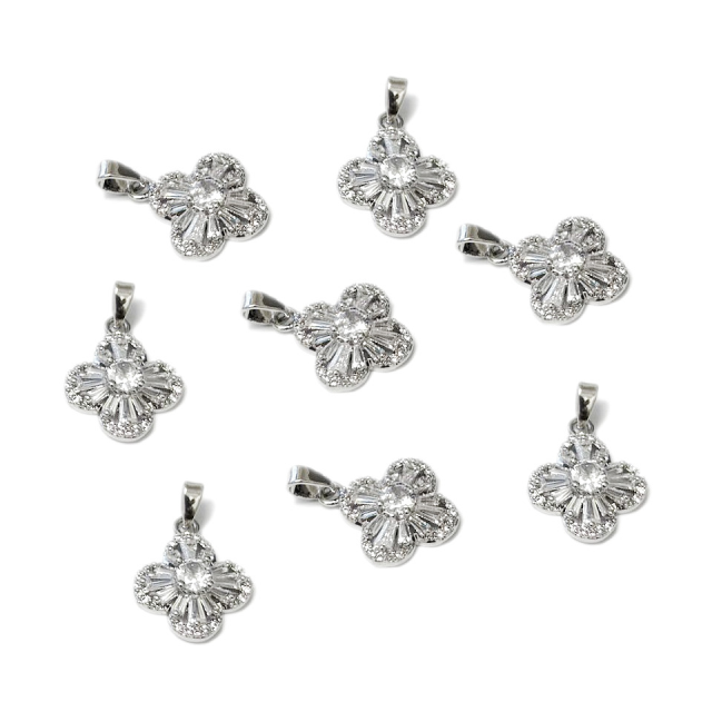 DIJE FLOR 14MM - BAÑO DE RODIO