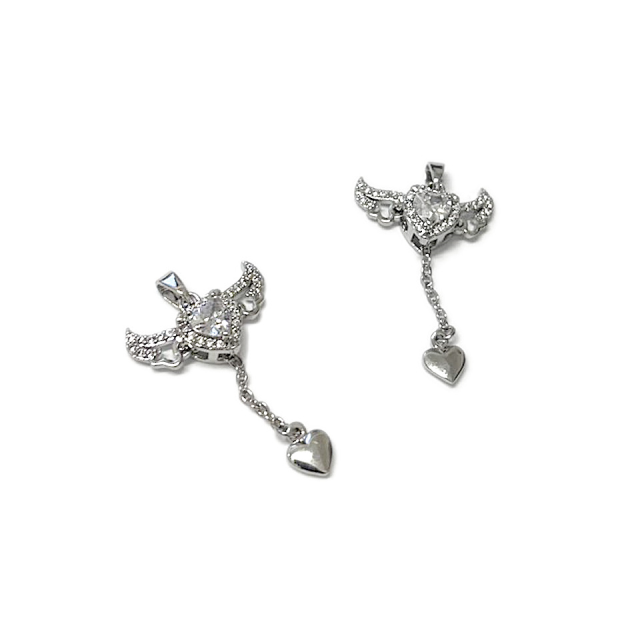 DIJE CORAZON ALAS 17X13MM - BAÑO DE RODIO