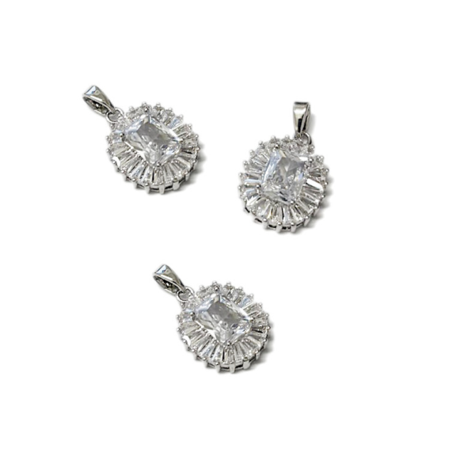 DIJE MEDALLA OVAL 15X13MM - BAÑO DE RODIO