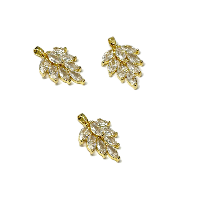 DIJE HOJA 22X19MM - BAÑO DE ORO