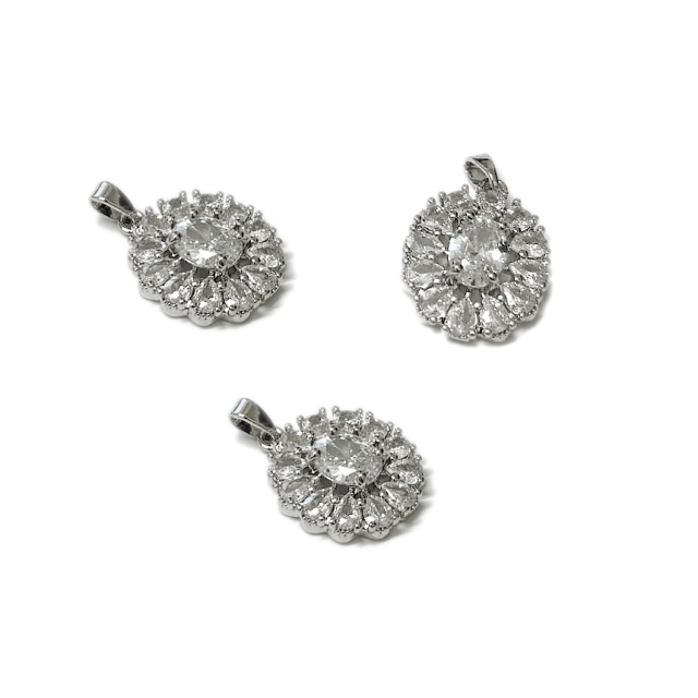 DIJE MEDALLA OVAL 18X16MM - BAÑO DE RODIO