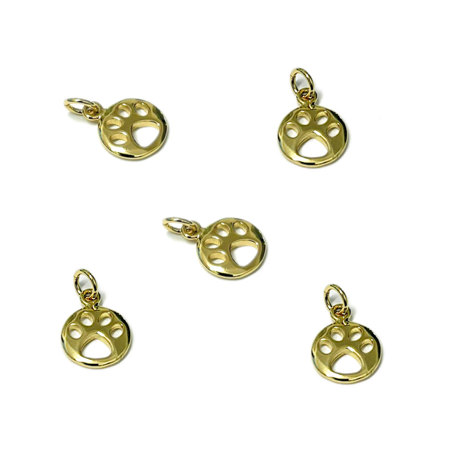 DIJE PATITA PERRO 10MM - BAÑO DE ORO