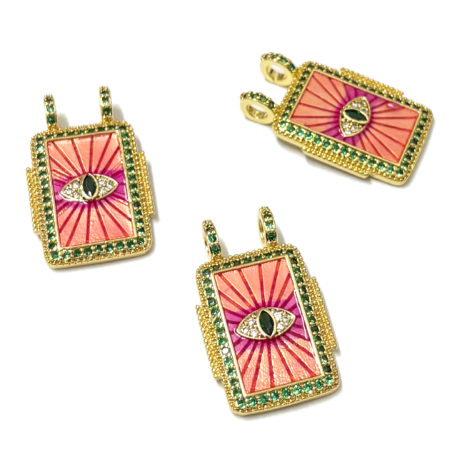 DIJE OJO MEDALLA 22X17MM - BAÑO DE ORO (ROSA)