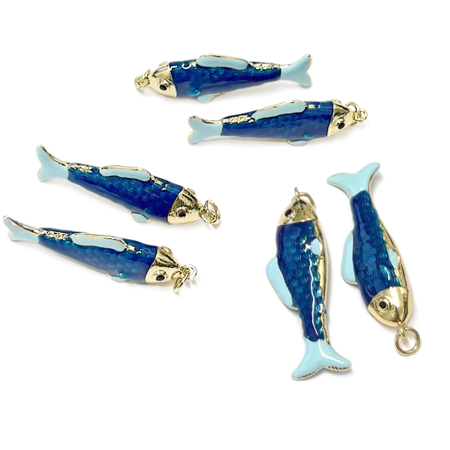 DIJE PEZ 34X12MM - BAÑO DE ORO (TURQUESA) (MAR)