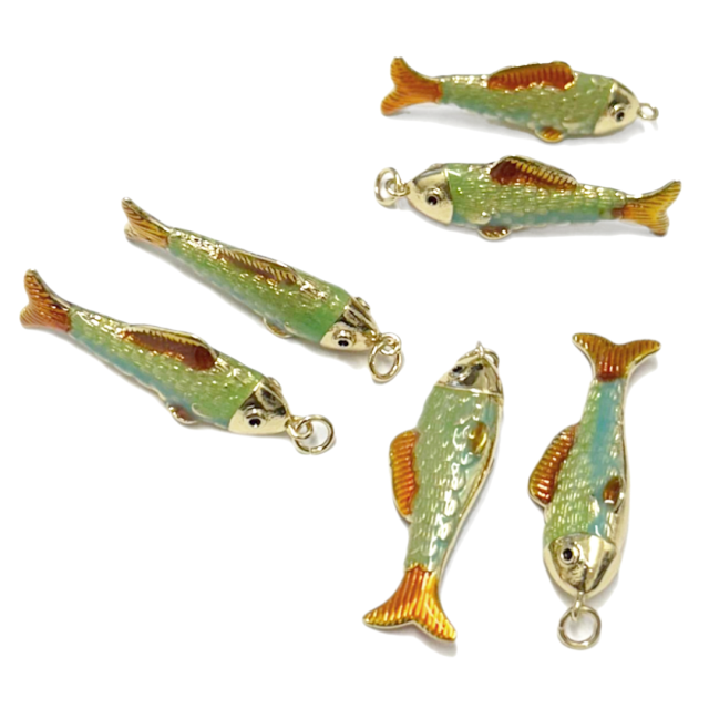 DIJE PEZ 34X12MM - BAÑO DE ORO (VERDE) (MAR)