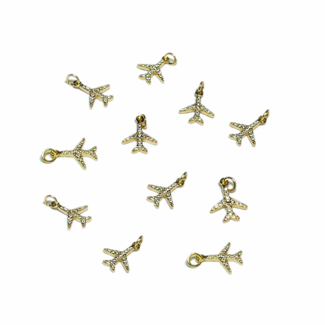 DIJE AVION 10X10MM - BAÑO DE ORO