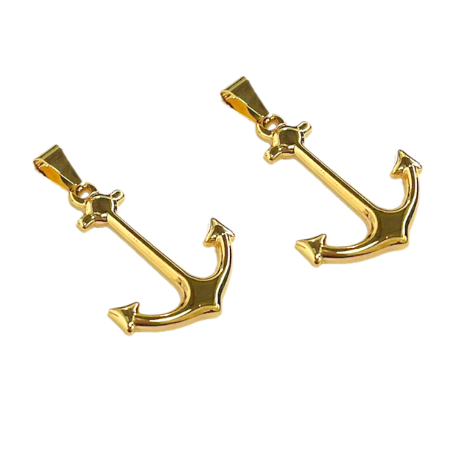 DIJE ANCLA 34X26MM - ACERO DORADO