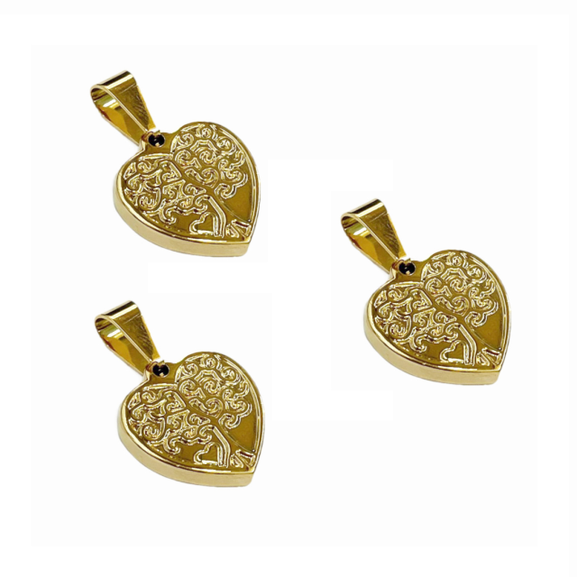 DIJE CORAZON ARBOL 17X17MM - ACERO DORADO
