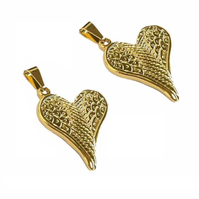 DIJE CORAZON 32X28MM - ACERO DORADO