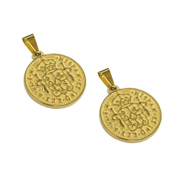 DIJE ESCUDO 25MM - ACERO DORADO