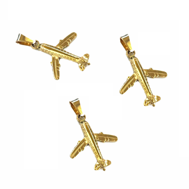 DIJE AVION 21X20MM -ACERO DORADO