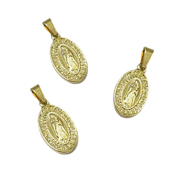 DIJE MEDALLA VIRGEN GUADALUPE 20X13MM - ACERO BAÑO DE ORO