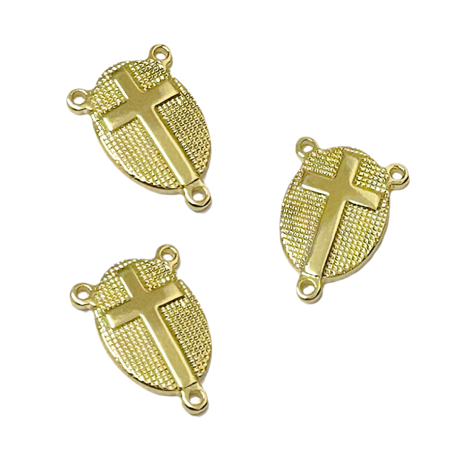 DIJE VERONICA - CRUZ 19X14MM - ACERO BAÑO DE ORO