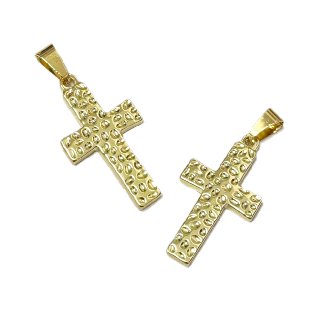 CRUZ 33X19MM - ACERO BAÑO DE ORO