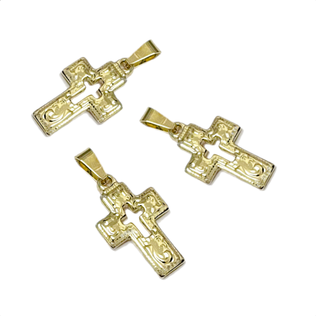 CRUZ 20X15MM - ACERO BAÑO DE ORO
