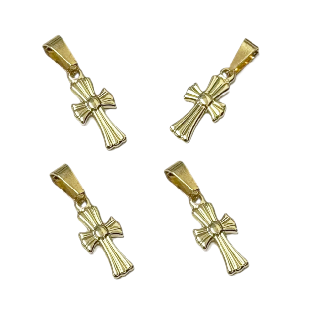 CRUZ 14X9MM - ACERO BAÑO DE ORO