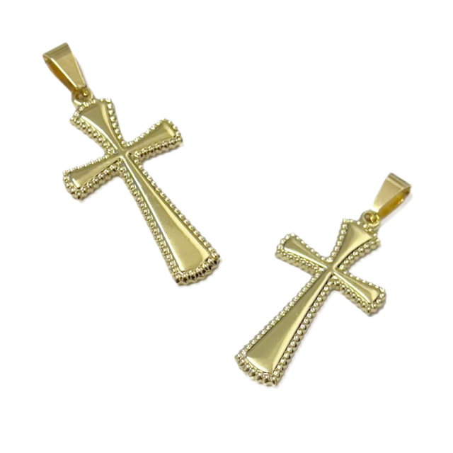 CRUZ 36X22MM - ACERO BAÑO DE ORO