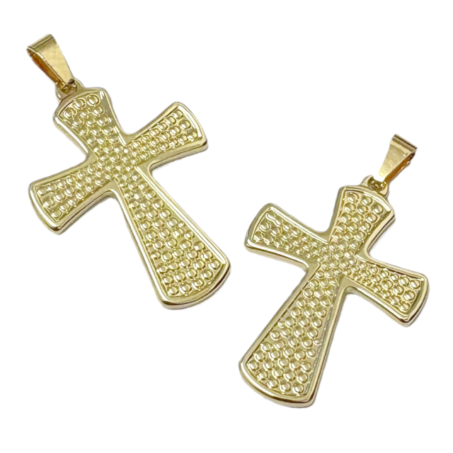 CRUZ 38X30MM - ACERO BAÑO DE ORO