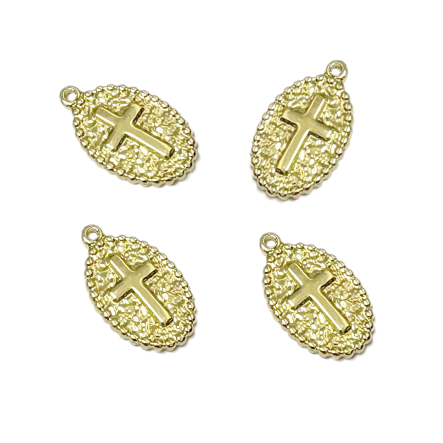 CRUZ MEDALLA 20X14MM - ACERO BAÑO DE ORO