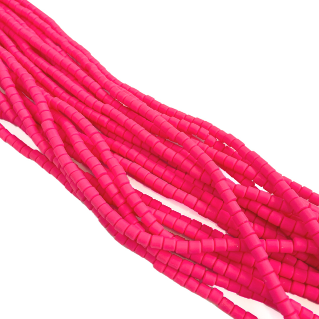 CUENTAS FIMO TUBITOS 6X6MM - ROSADO FLUO