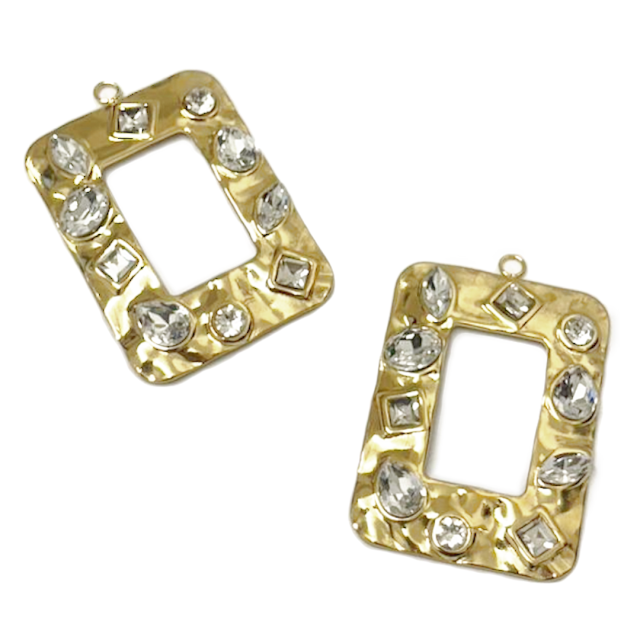 DIJE RECTANGULO 42X31MM - ACERO DORADO