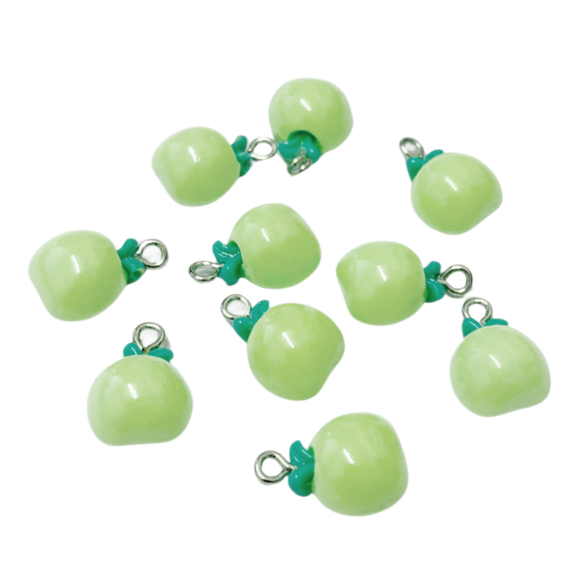 DIJE FRUTA MANZANA VERDE 13X12MM