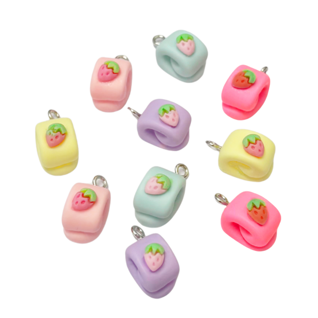 DIJE FRUTA FRUTILLLA DULCE 14X9MM - SURTIDOS