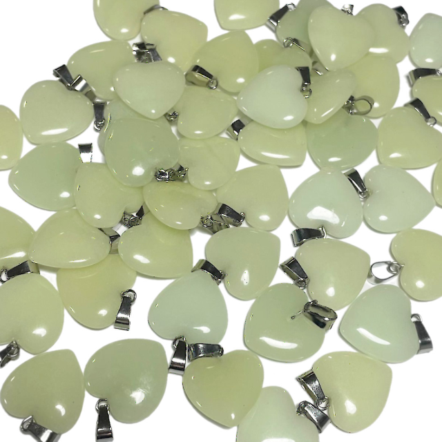 DIJE DE PIEDRA CORAZON 20MM - VERDE CLARO (TEÑIDA)