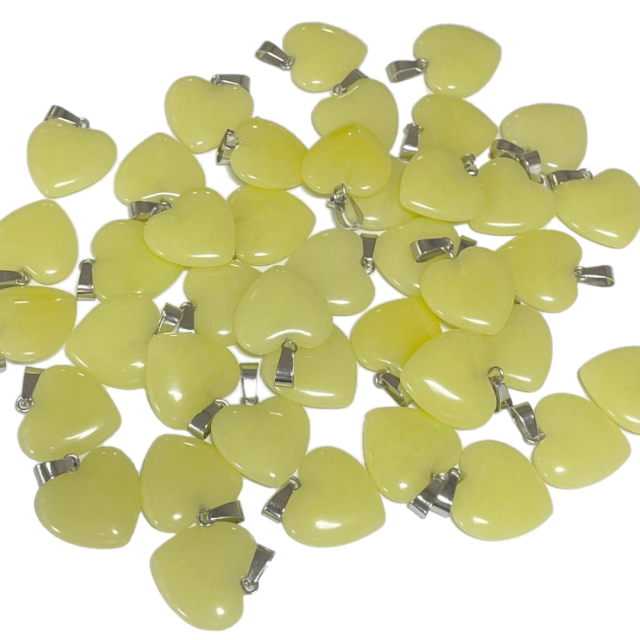 DIJE DE PIEDRA CORAZON 20MM - VERDE AMARILLO (TEÑIDA)