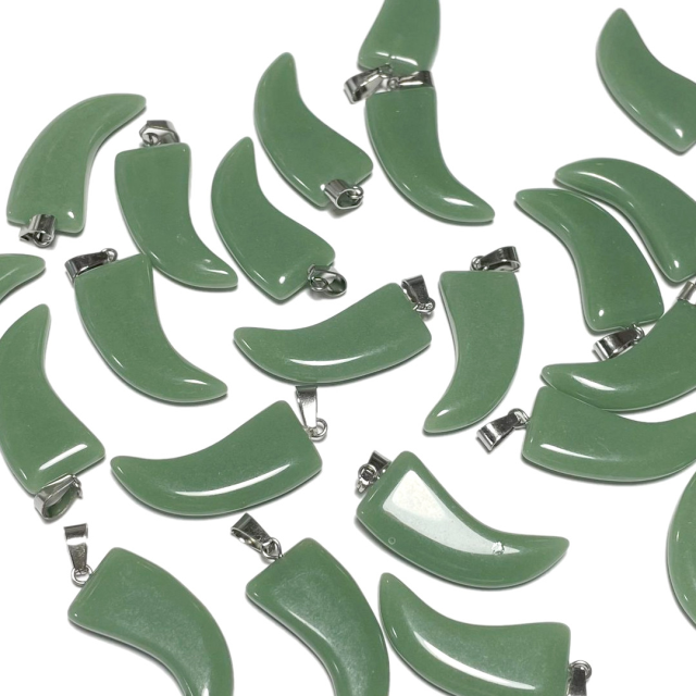 DIJE DE PIEDRA COLMILLO 33X15CM - VERDE (TEÑIDA)