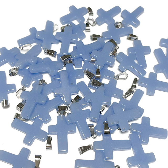 DIJE DE PIEDRA CRUZ 25X18MM - LAVANDA (TEÑIDA)