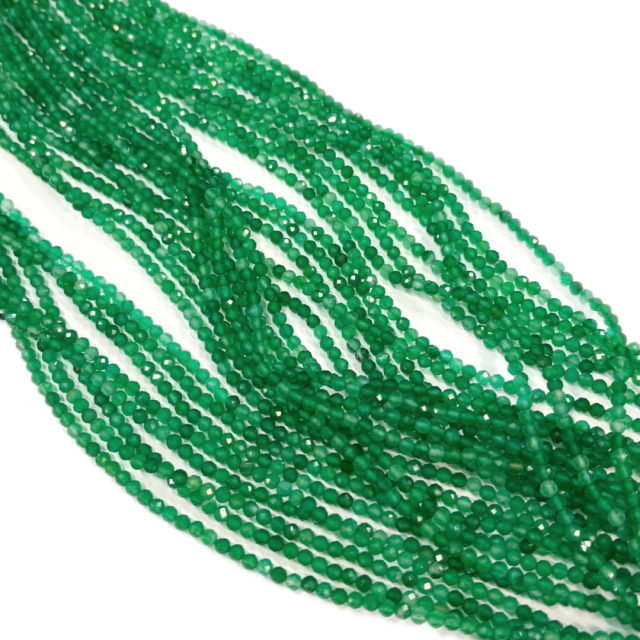 PIEDRAS BOLITAS 3MM FACETADAS - AGATA VERDE (TEÑIDA)