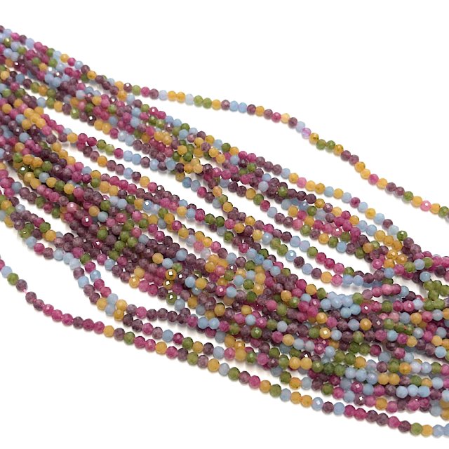 PIEDRAS BOLITAS 3MM FACETADAS - MIX COLORES (TEÑIDAS)