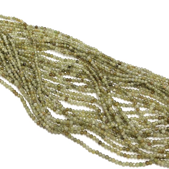PIEDRAS BOLITAS 3MM FACETADAS -  GRANATE VERDE