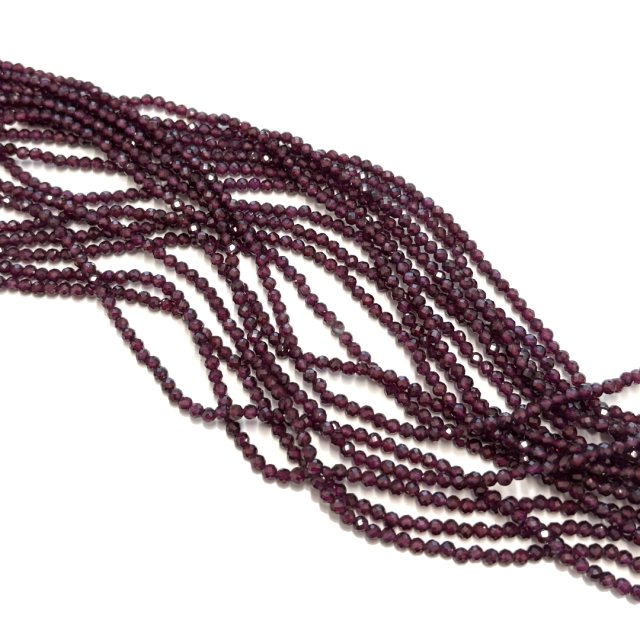 PIEDRAS BOLITAS 3MM FACETADAS -  GRANATE PURPURA