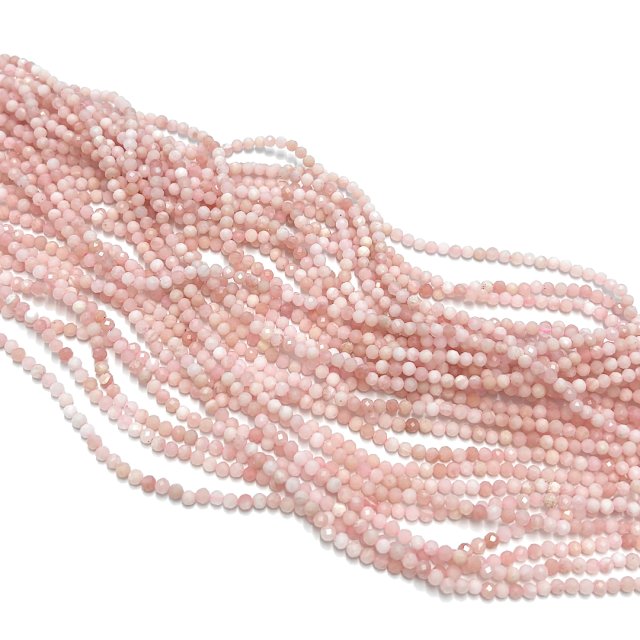 PIEDRAS BOLITAS 3MM FACETADAS - OPALO ROSADO PERUANO