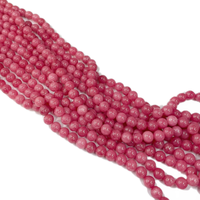 PIEDRAS BOLITAS 10MM - JASPE ROSADO  (COLOR REALZADO CON TINTA)