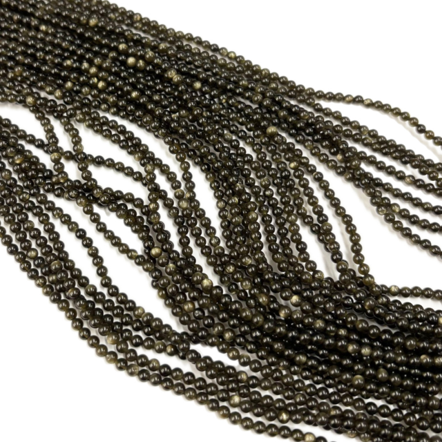 PIEDRAS BOLITAS 3MM - OBSIDIANA DORADA