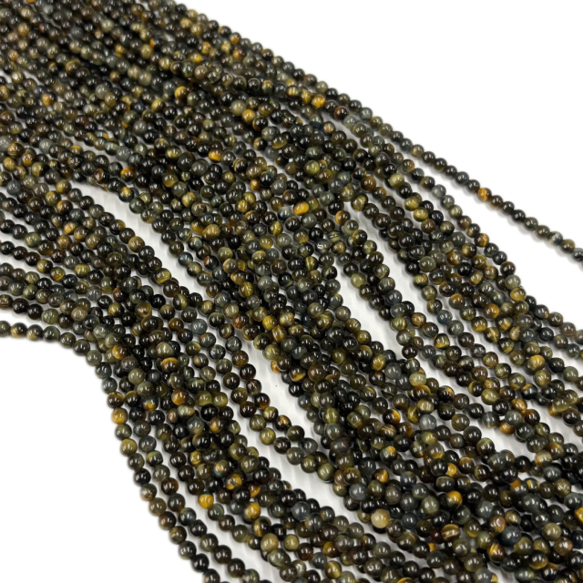 PIEDRAS BOLITAS 3MM - OJO DE TIGRE AZUL