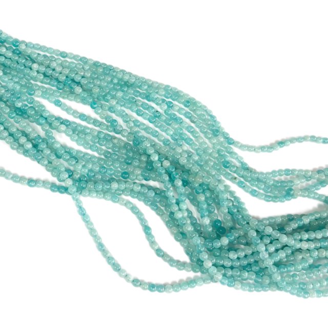 PIEDRAS BOLITAS 3MM - AMAZONITA CELESTE