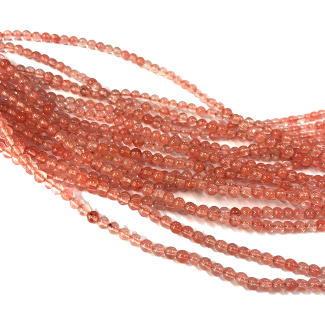 PIEDRAS BOLITAS 4MM - CUARZO CHERRY