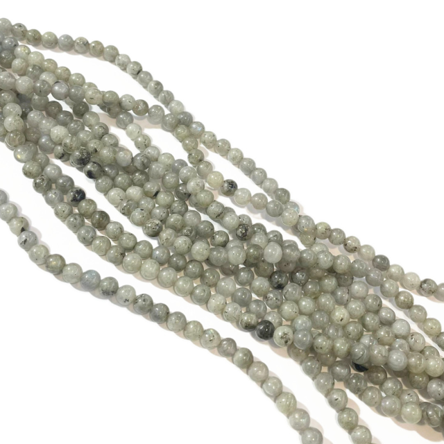 PIEDRAS BOLITAS 6MM - LABRADORITA GRIS - PLATEADA